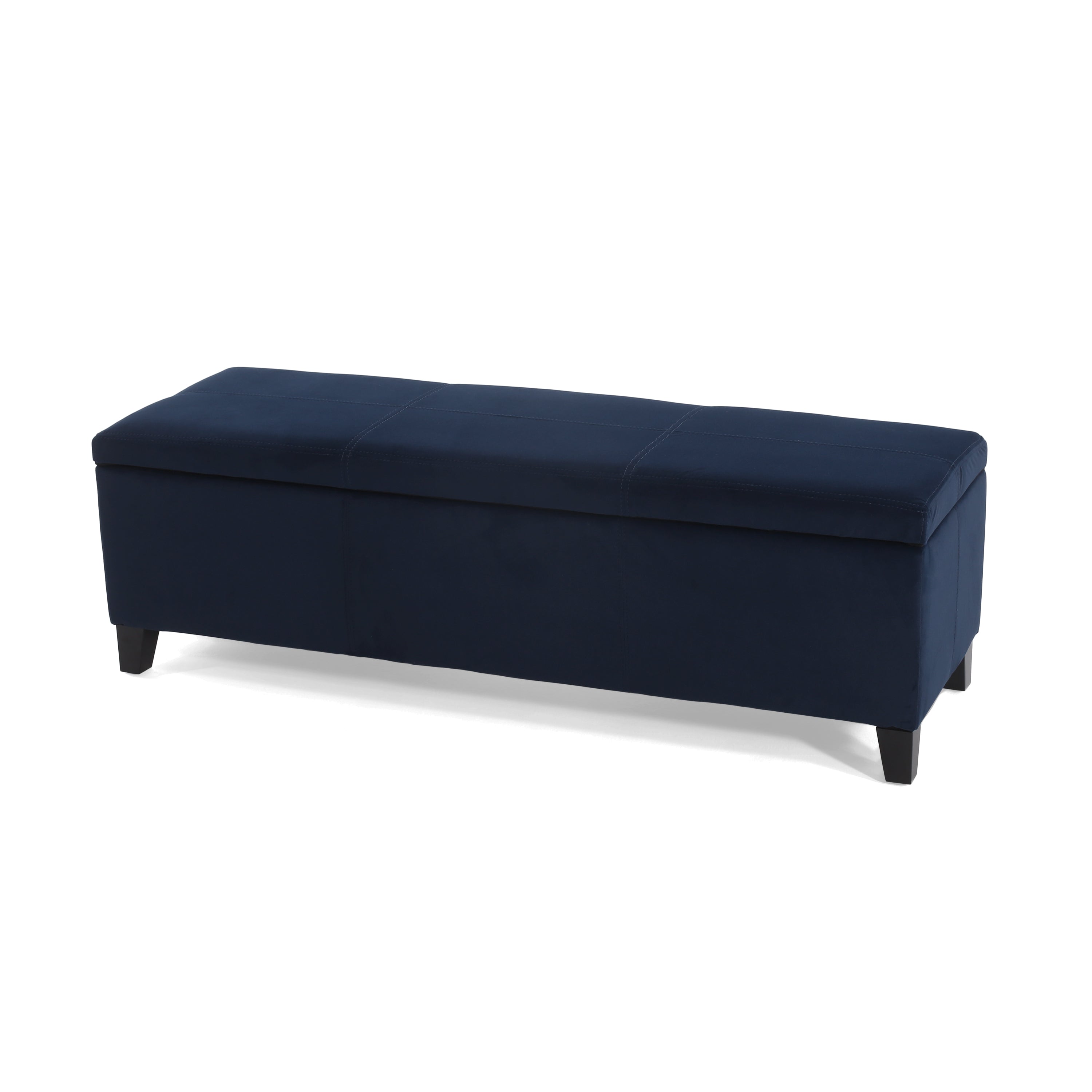 Indoor Dark Blue Storage Ottoman Bench - 51.25''L Upholstered Entryway Bench with Hidden Storage, 300lbs Weight Capacity for Living Room, Bedroom & Hallway - Grand Goldman Shop