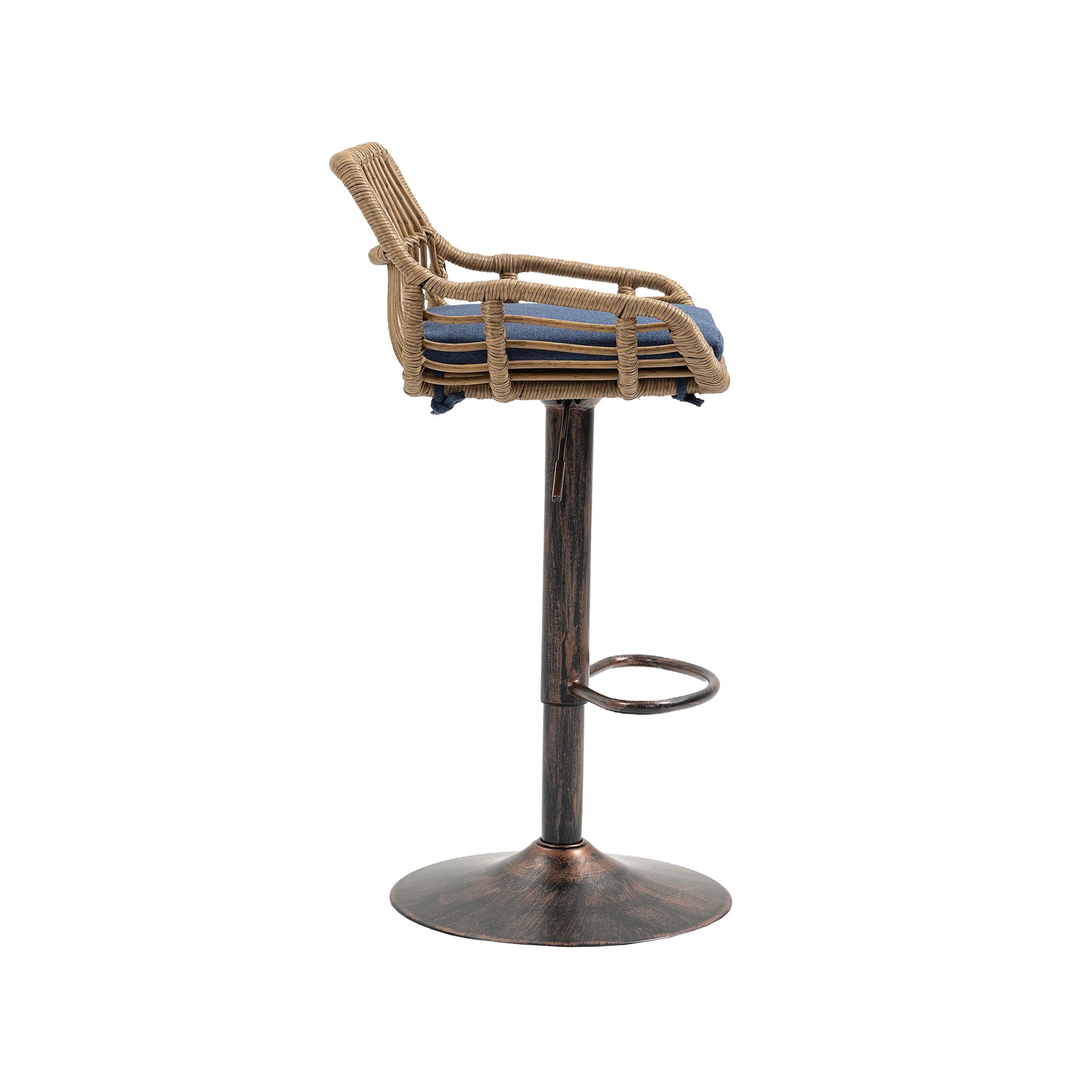COOLMORE Modern Swivel Bar Stools Set of 2 Adjustable Counter Height Chairs with Footrest Blue Linen - Grand Goldman Shop