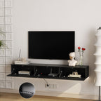 Floating TV Stand Wall Mounted with 16 Color LEDs,67' Modern TV Stand, Floating TV Cabinet Entertainment Center for 55 60 65 Inch TV,Black - Grand Goldman Shop