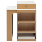 K&K 59.5'Kitchen Island with Extendable Dining Table, Kitchen Storage Table with Double-sided Storage, Kitchen Island with 2 Drawers, Power Outlet, Side Open Shelves, for Kitchen, Dining Room, Natural - Grand Goldman Shop