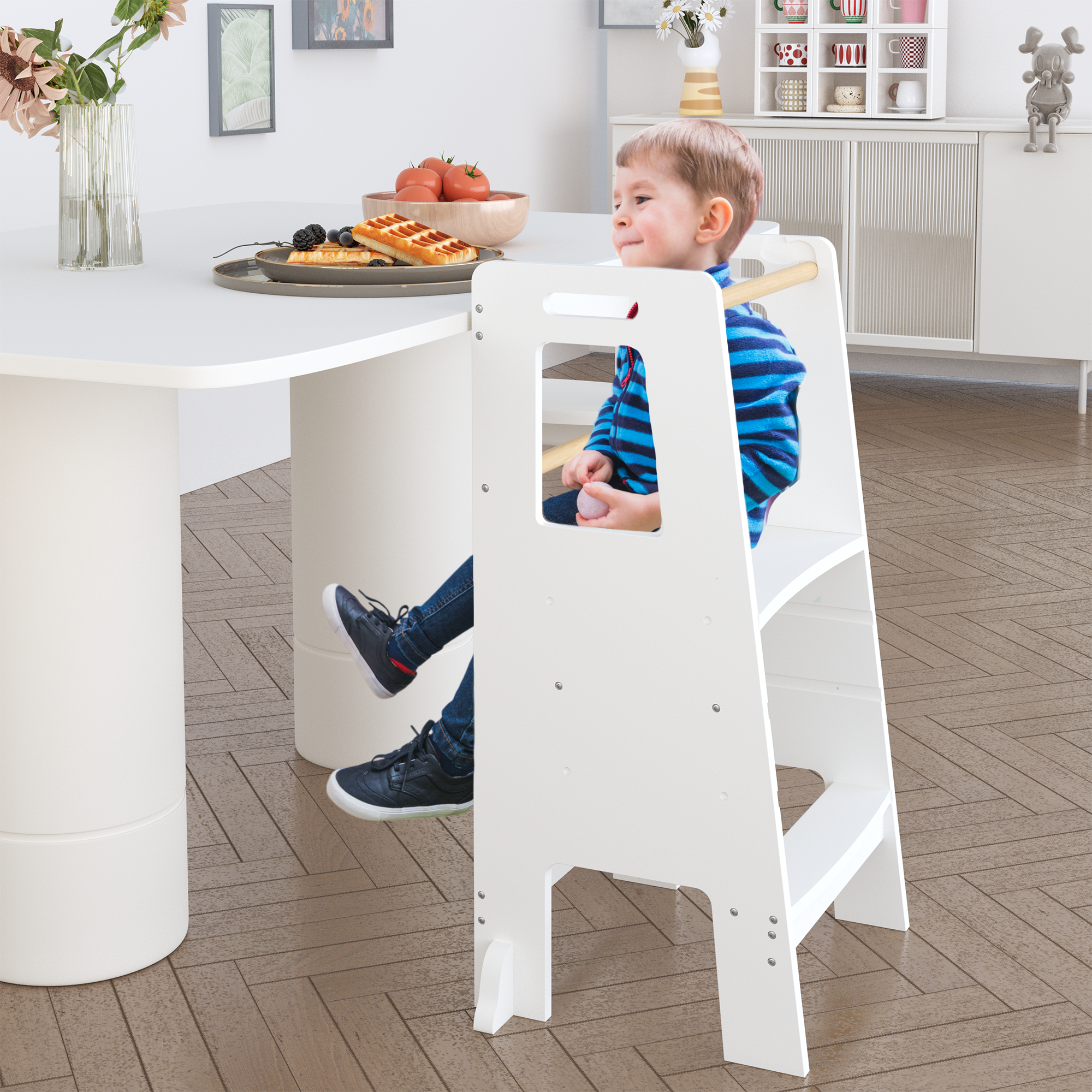 Kids Standing Tower, Child Kitchen Step Stool Toddler Wood Stepping Stool - Children's Montessori Stool - Adjustable Height, 
