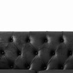 Chesterfield Faux Leather Sofa, High-tech Fabric Roll Armrest, Black, 66' - Grand Goldman Shop