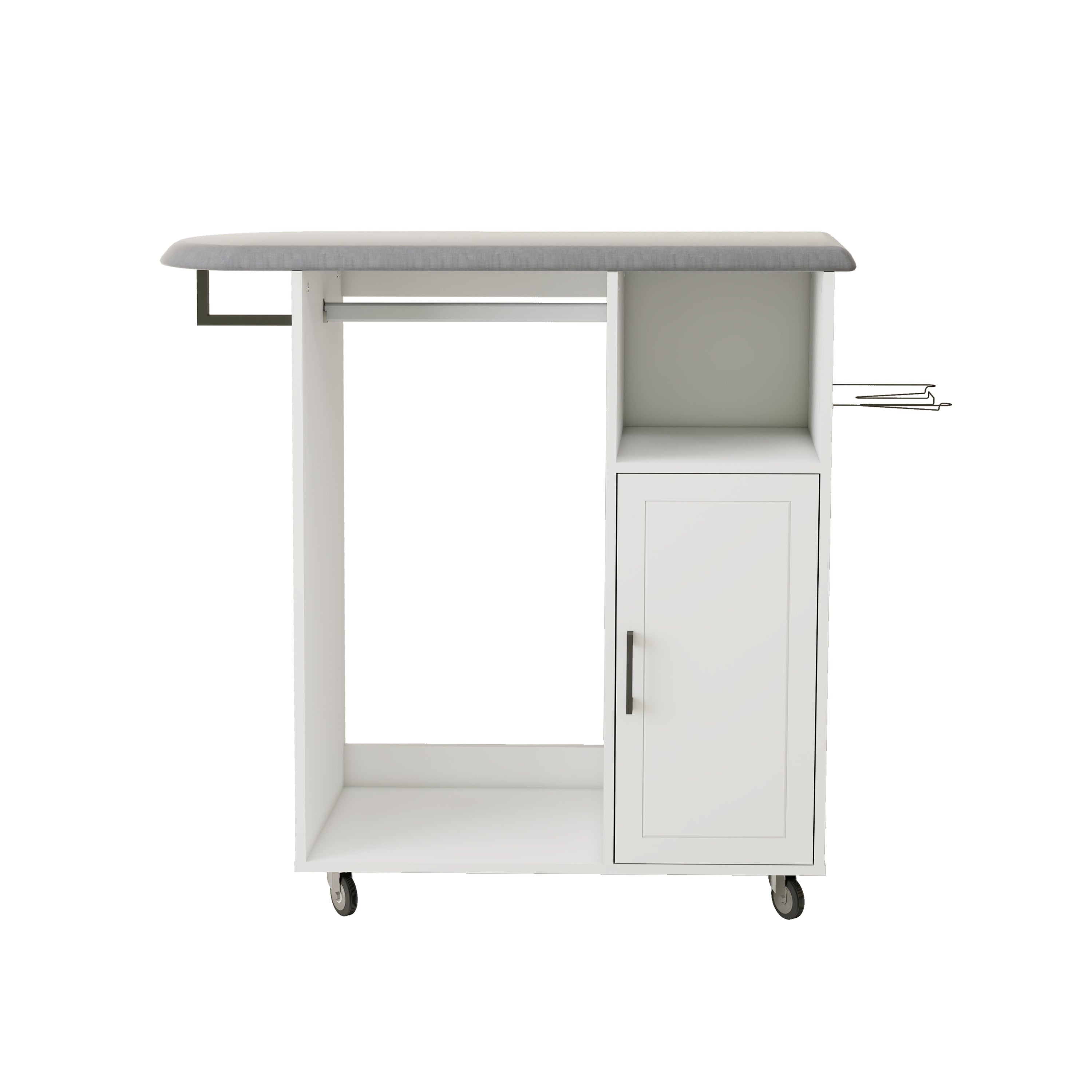 Ironing Cart with Rolling Ironing Board, Multipurpose Ironing Cabinet with Wheels, Compact Ironing Solution for Laundry Room, Bedroom,Cloakroom-White - Grand Goldman Shop