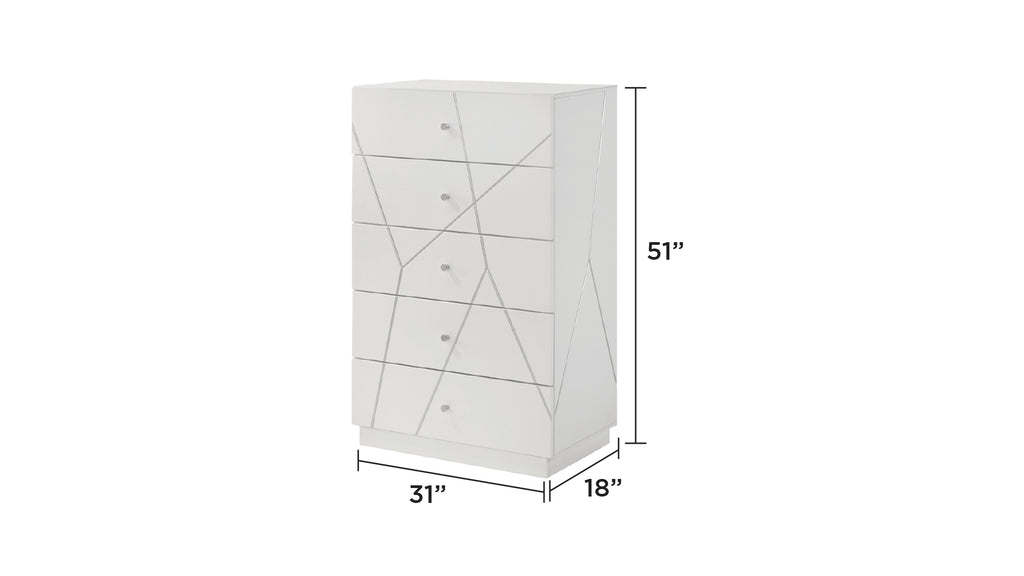 Manhattan Queen 5-Piece Bedroom Set – Modern Design with Lacquer Finish, Geometric Accents, and LED Lighting - Grand Goldman Shop