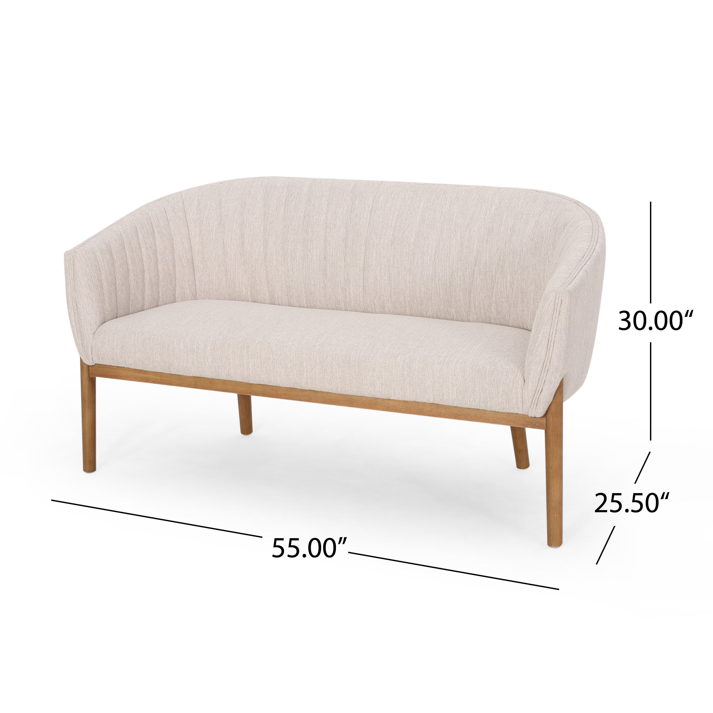 Mid Century Modern Loveseat with Channel Stitched Backrest - Grand Goldman Shop