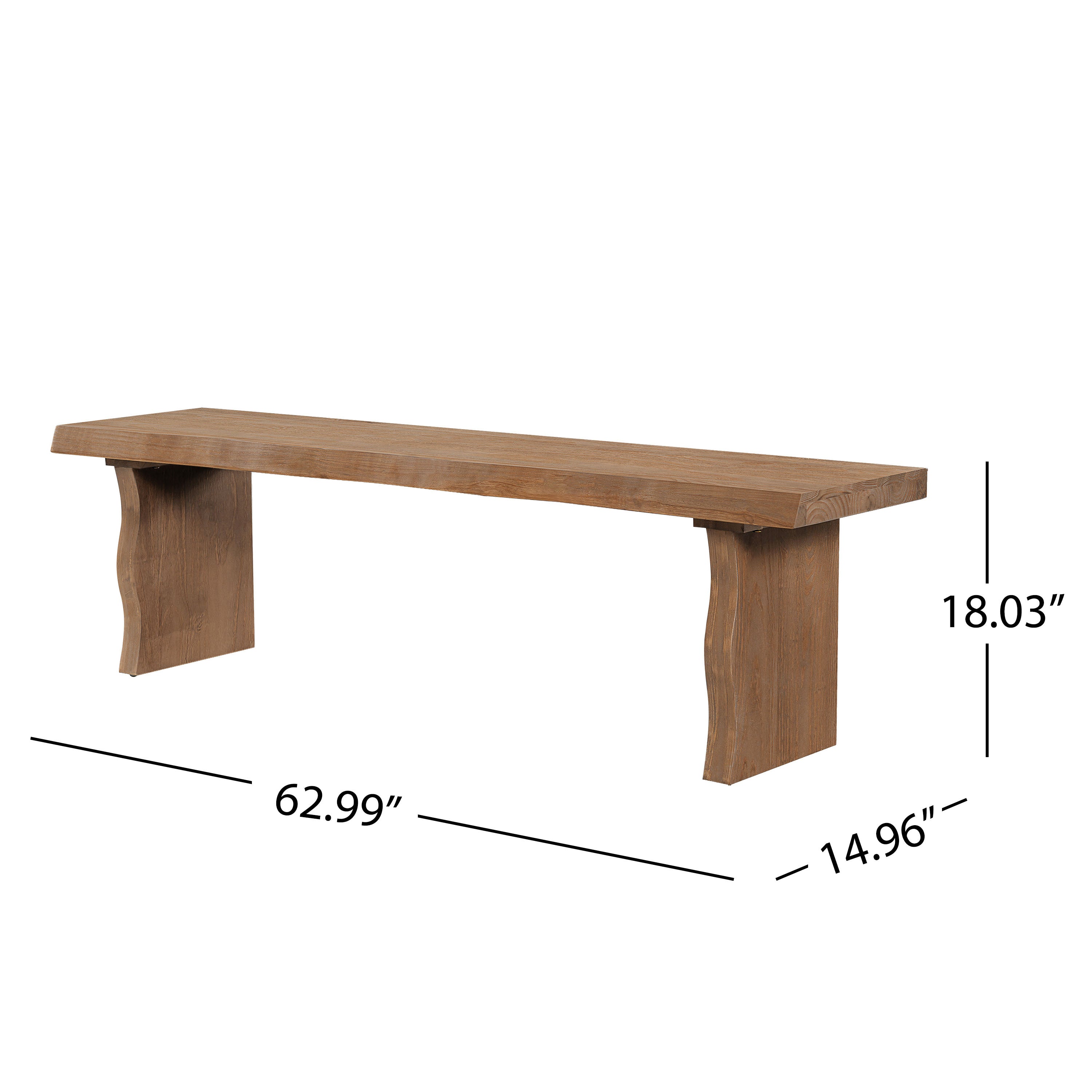 Indoor Pine Dining Bench, 62.9''L Solid Wood Seating, 350lbs Weight Capacity, Fits 3 People for Kitchen, Dining Room & Living Space - Grand Goldman Shop