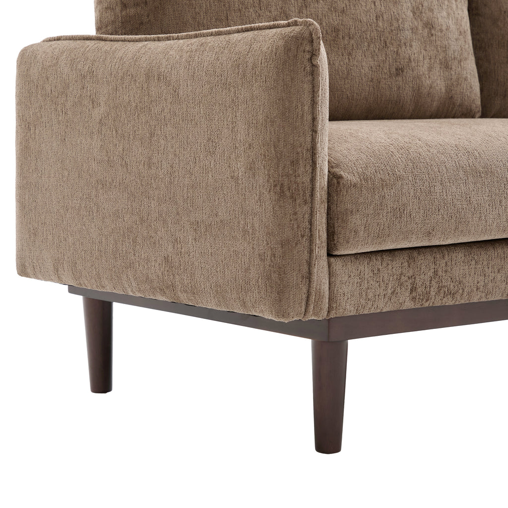 Modern Style Loveseat Sofa 75.75' with Spacious Seating, Brown Chenille Upholstery, Rubber Wood Legs, 2-Seater Couch - Grand Goldman Shop