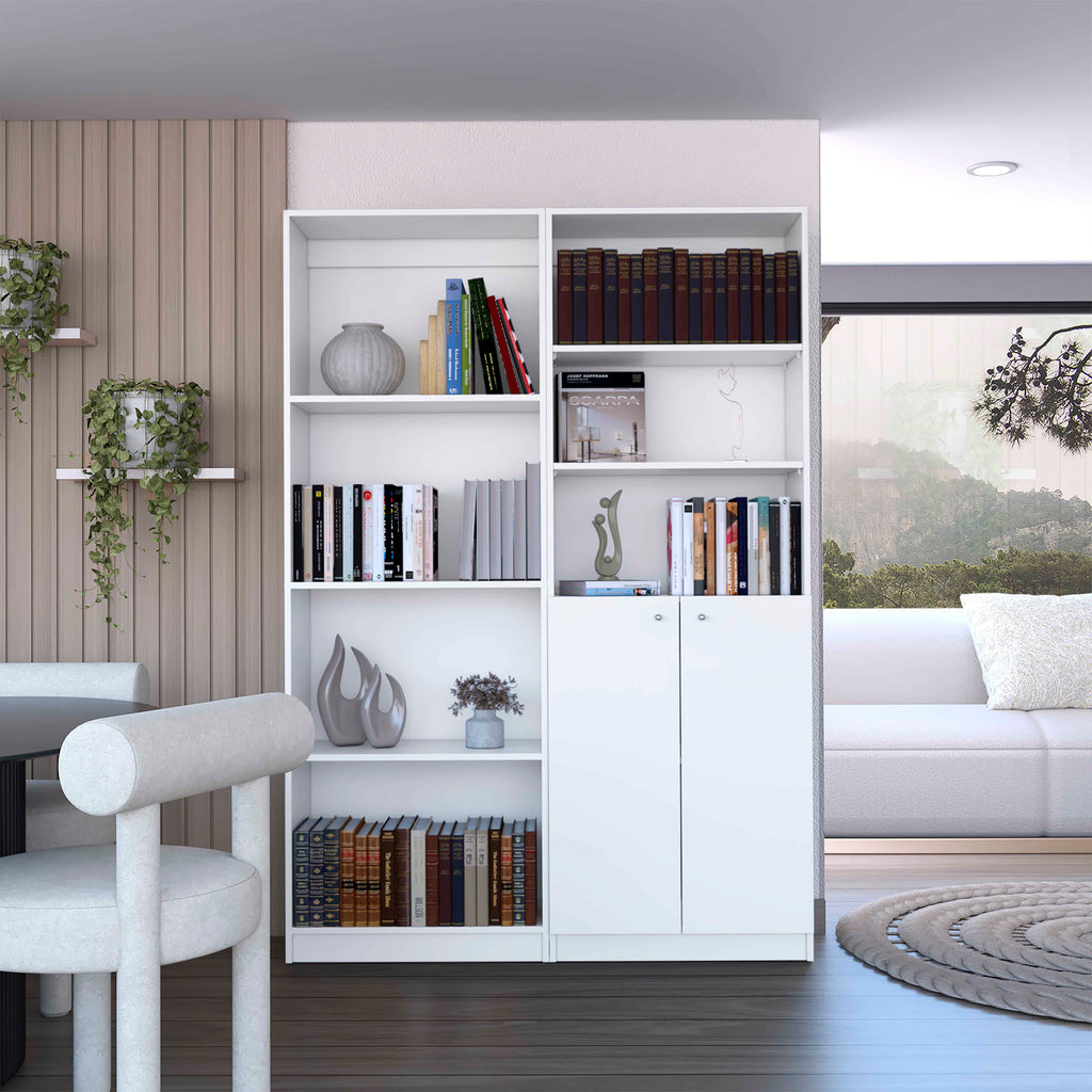Dupree 2 Piece Home Bookcase set, 49' Wide with 9 Shelves ,  Living Room  White - Grand Goldman