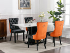 A&A Furniture,Nikki Collection Modern, High-end Tufted Solid Wood Contemporary PU and Velvet Upholstered Dining Chair with Wood Legs Nailhead Trim  2-Pcs Set，Black+Orange, SW2101BO - Grand Goldman Shop