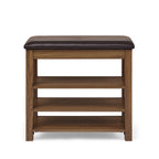 A height-adjustable shoe-changing bench made of high-quality wood, equipped with a comfortable seat and concealed storage space,Natural rubber wood,Brown - Grand Goldman Shop