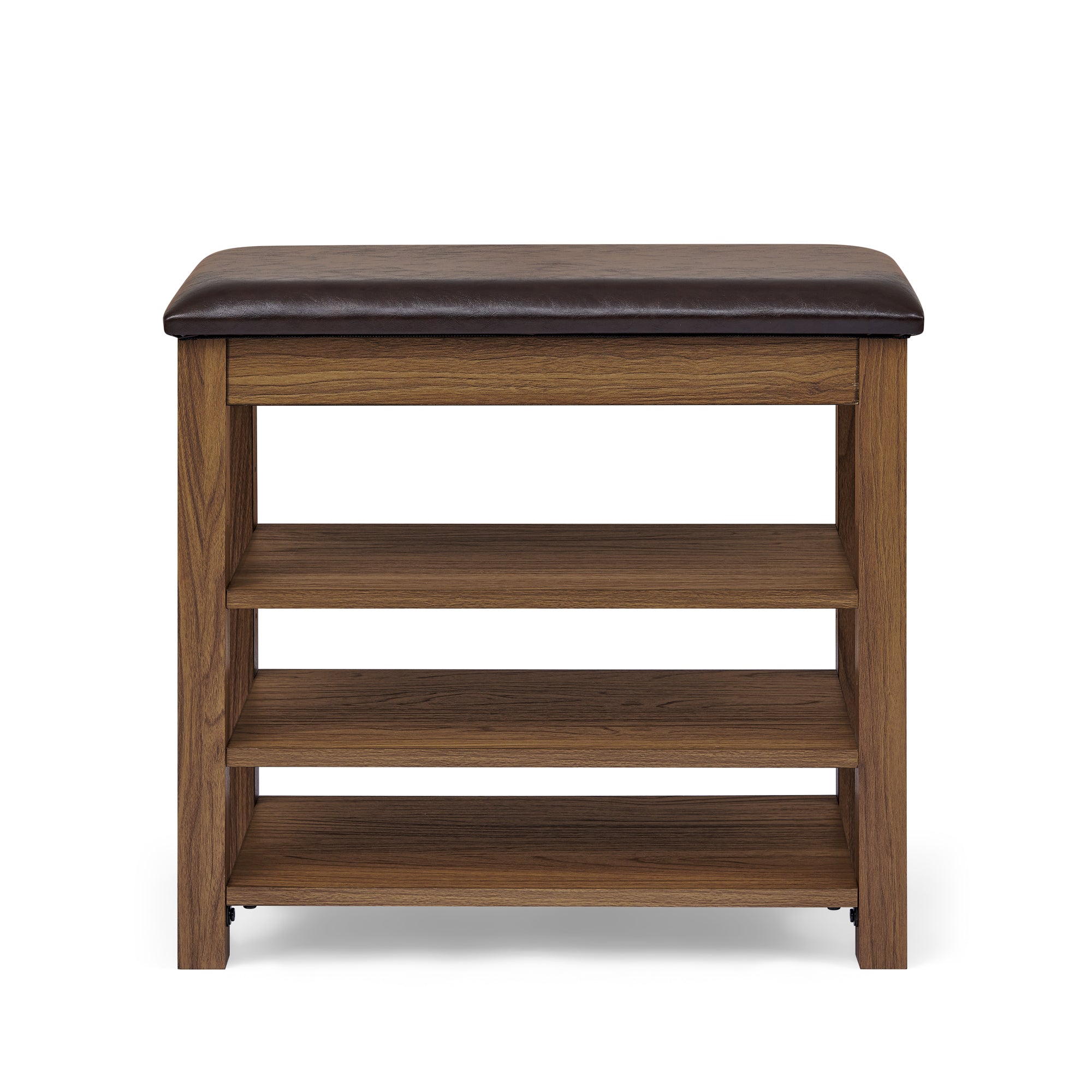 A height-adjustable shoe-changing bench made of high-quality wood, equipped with a comfortable seat and concealed storage space,Natural rubber wood,Brown - Grand Goldman Shop
