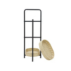 Farmhouse Style 3 Tiers Tray Tables Paper Rope Woven Side Table with Oval Storage Basket in Natural - Grand Goldman Shop