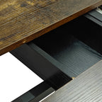 Retro Rectangular Stretch Dining Table with Antique Wood Top and Black Iron Base, Brown+Black, MDF+Metal, 55.11'-70.86'L - Grand Goldman Shop