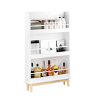 Modern White Wall-Mounted Kids Bookshelf with Natural Wood Base, 3 Front-Facing Display Shelves for Toddler Bedroom, Nursery 