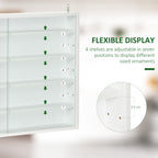 5-Tier Display Cabinet, Glass Display Case with 2 Doors and Adjustable Shelves, Wall-Mounted, White - Grand Goldman Shop