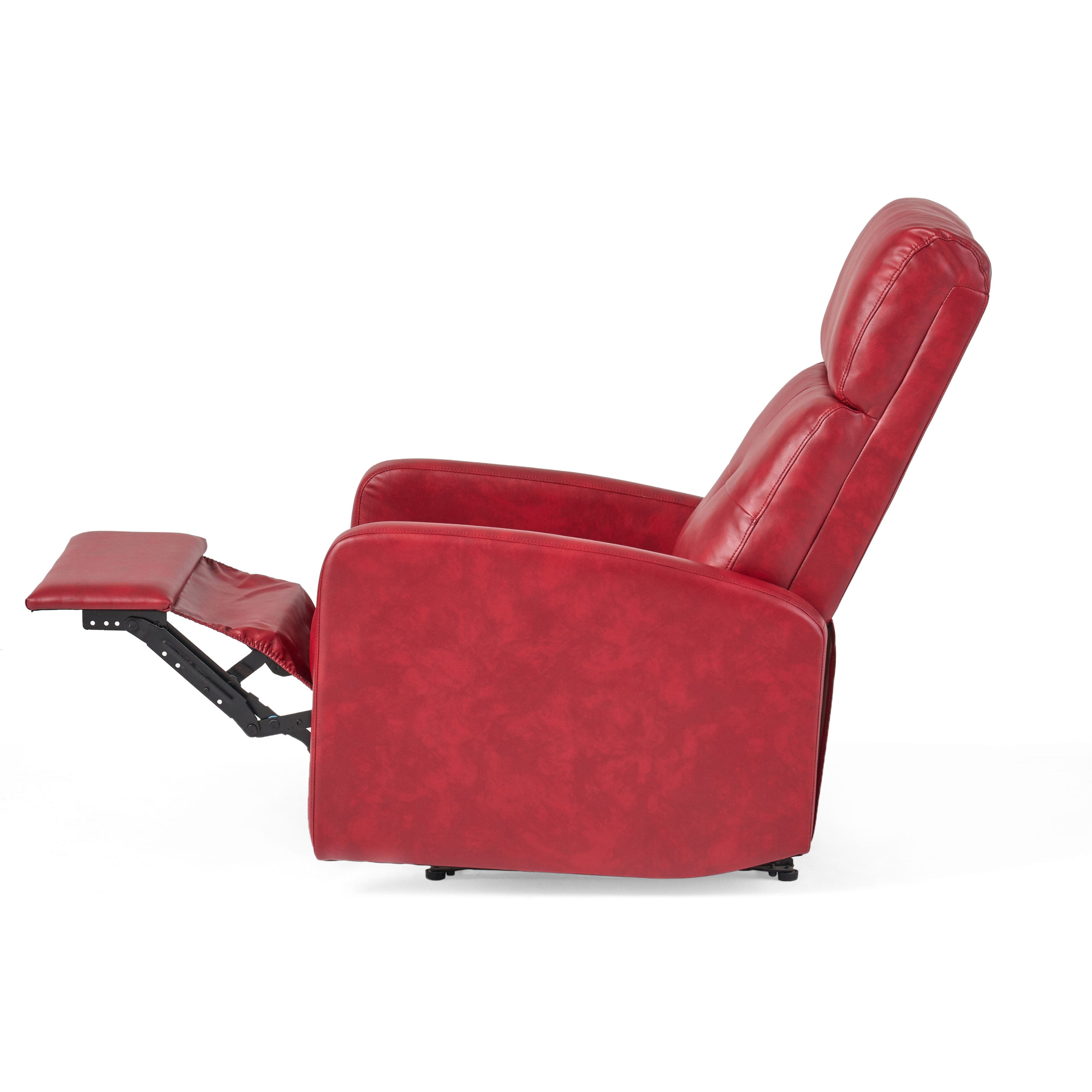 Contemporary Red PU Recliner Chair with Lever Mechanism - Grand Goldman Shop