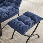 Lazy Chair with Ottoman, Modern Lounge Accent Chair with Armrests and a Side Pocket, Leisure Upholstered Sofa Chair Reading Chair with Footrest for Small Space, Corner Chair-Navy blue - Grand Goldman Shop