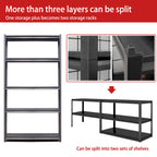 Industrial Black Metal 5 Tier Storage Shelves, Adjustable Heavy Duty Garage Shelving Unit, 72 Inch High - Grand Goldman Shop