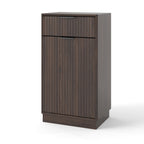 Woodgrain Tilt-Out Trash Can Cabinet with Wave-Textured Drawer & Pull-Out Bin in Walnut Finish - Grand Goldman Shop