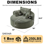 55'L Corduroy Sponge single sofa,No Assembly Required,Fluffy Modern Sleeper Chair for Living room, Bedroom, Lounge and Projection Room(Not a swivel chair.) - Grand Goldman Shop