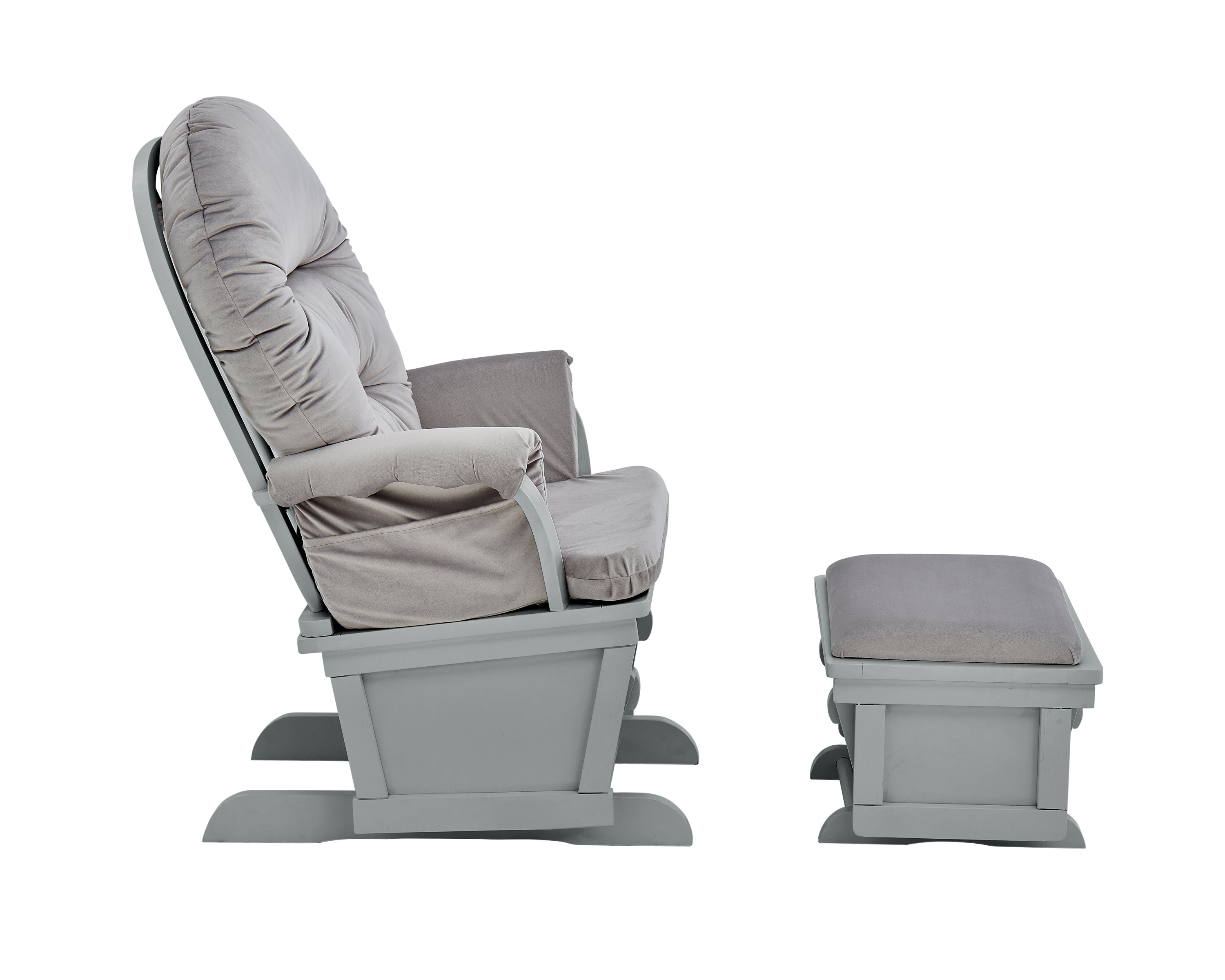 Madison Glider and Ottoman Gray Wood and Light Gray Fabric - Grand Goldman