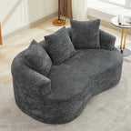 Curved Loveseat, Small Chenille Sofa with 3 Pillows, Deep Seat Couch for Apartment, Living Room, No Assembly Needed - Grand Goldman Shop