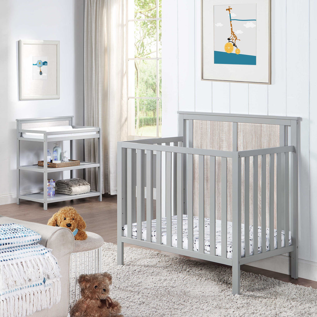 Connelly Mini Crib With Mattress Pad Gray/Rockport Gray - Grand Goldman