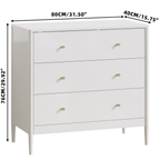 3 Drawer Dresser Chest, Modern White Storage Cabinet, MDF Wood Organizer for Bedroom, Living Room, Entryway, Small Space Furniture - Grand Goldman Shop