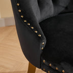 Mid-Century Modern Chairs with Lion Head Pull Ring,High-end Tufted Solid Wood Contemporary Velvet Upholstered Dining Chair with Golden Wooden Legs Nailhead Trim 2-Pcs Set,Black,SW1201BK - Grand Goldman Shop