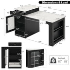 K&K 59.5' Kitchen Island with Extendable Dining Table, Kitchen Storage Table with Double-sided Storage, Kitchen Island with 2 Drawers, Power Outlet, Side Open Shelves, for Kitchen, Dining Room, Black - Grand Goldman Shop
