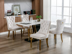 A&A Furniture,Nikki Collection Modern, High-end Tufted Solid Wood Contemporary Velvet Upholstered Dining Chair with Golden Stainless Steel Plating Legs,Nailhead Trim,Set of 2,Beige and Gold, SW1601BG - Grand Goldman Shop