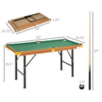 Soozier 55' Portable Folding Billiards Table Game Pool Table for Whole Family Number Use With Cues, Ball, Rack, Chalk, Green 