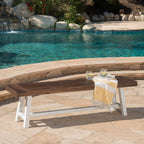 Tranquilizer Outdoor Acacia Wood Bench with Slat Panel Design, Dark Brown and White - Grand Goldman Shop