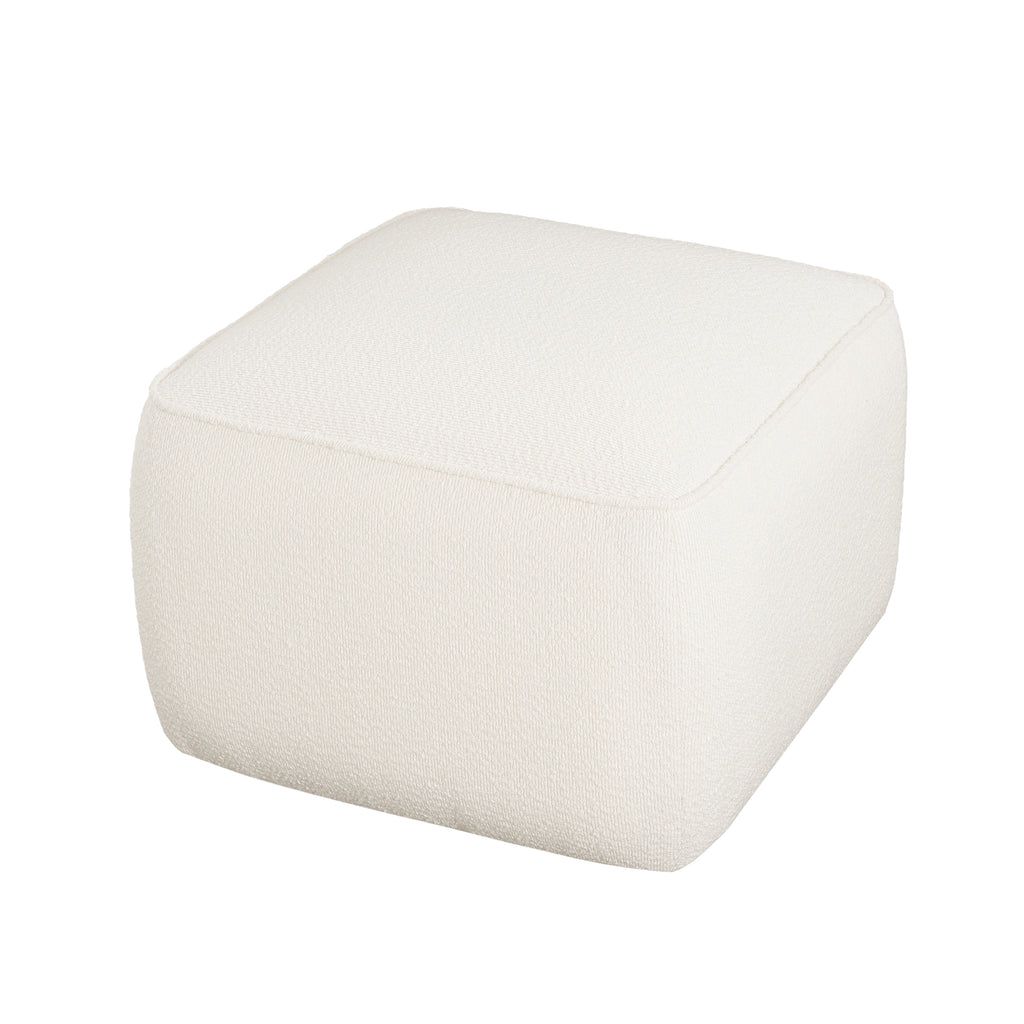 Upholstered Square Ottoman,White,Boucle - Grand Goldman Shop