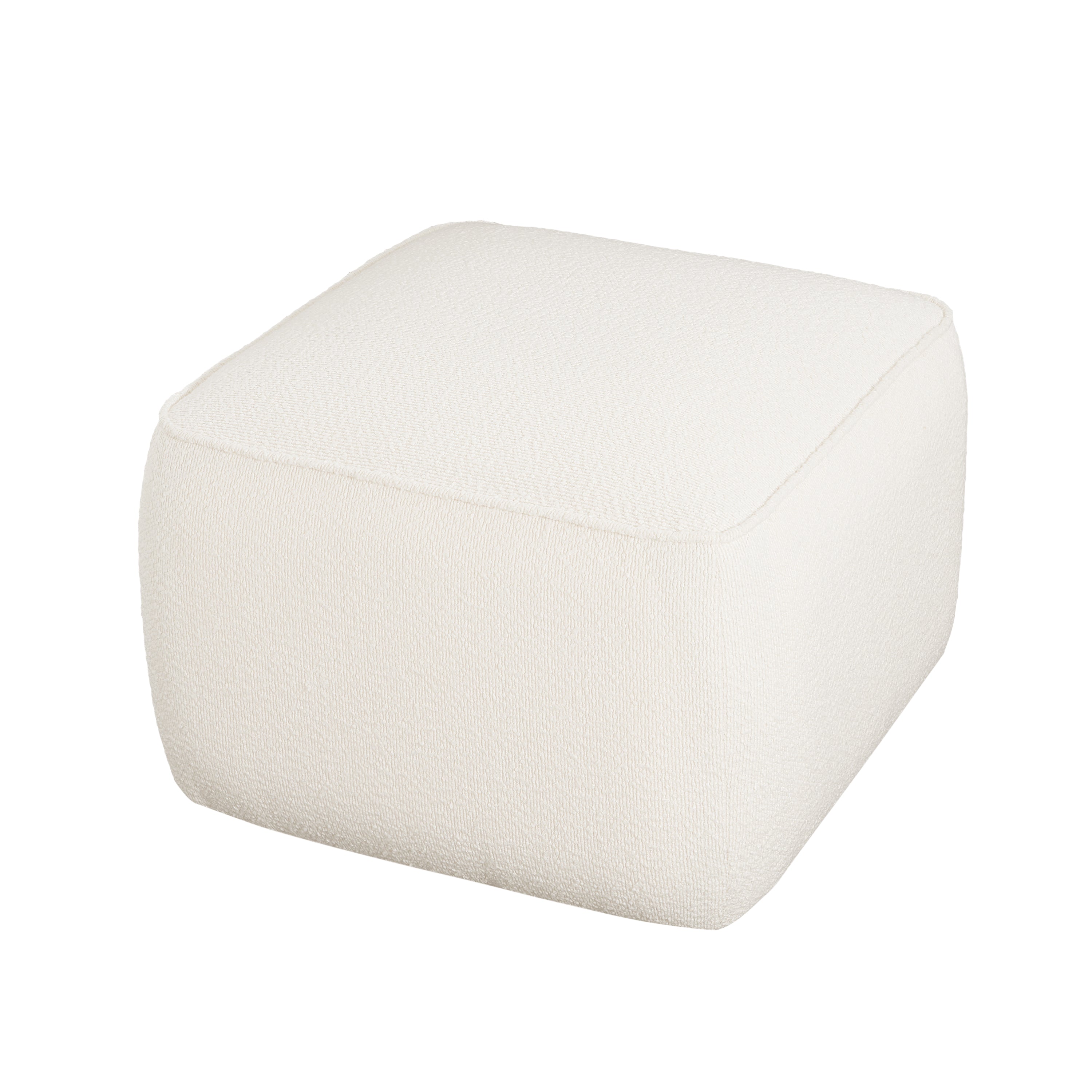 Upholstered Square Ottoman,White,Boucle - Grand Goldman Shop