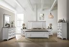 Clelane Wood Bedroom 6 piece Set with Shiplap Panel King Bed, Dresser, Mirror, Two Nightstands, and Chest - Grand Goldman Shop