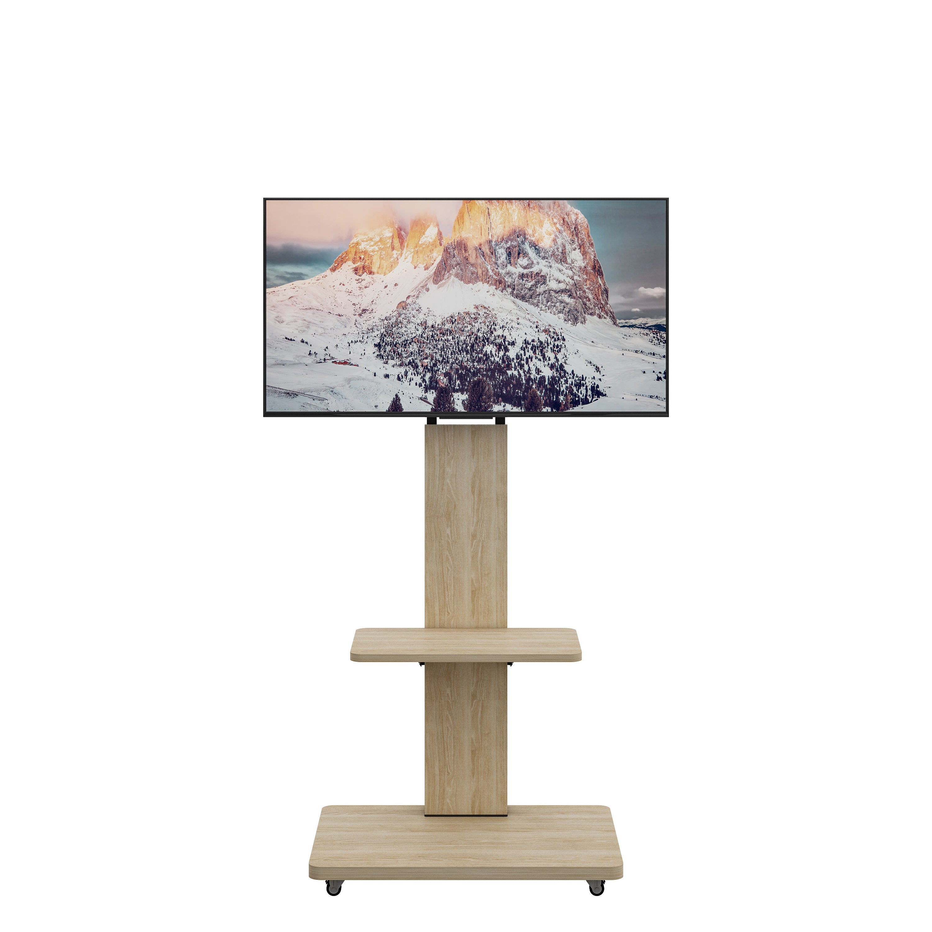 TV Stand with Shelf for Living Room, Bedroom,Offices,Mobile TV Cart for 32-75 inches,Floor Stand with Mount on Lockable Wheels,Natural - Grand Goldman Shop