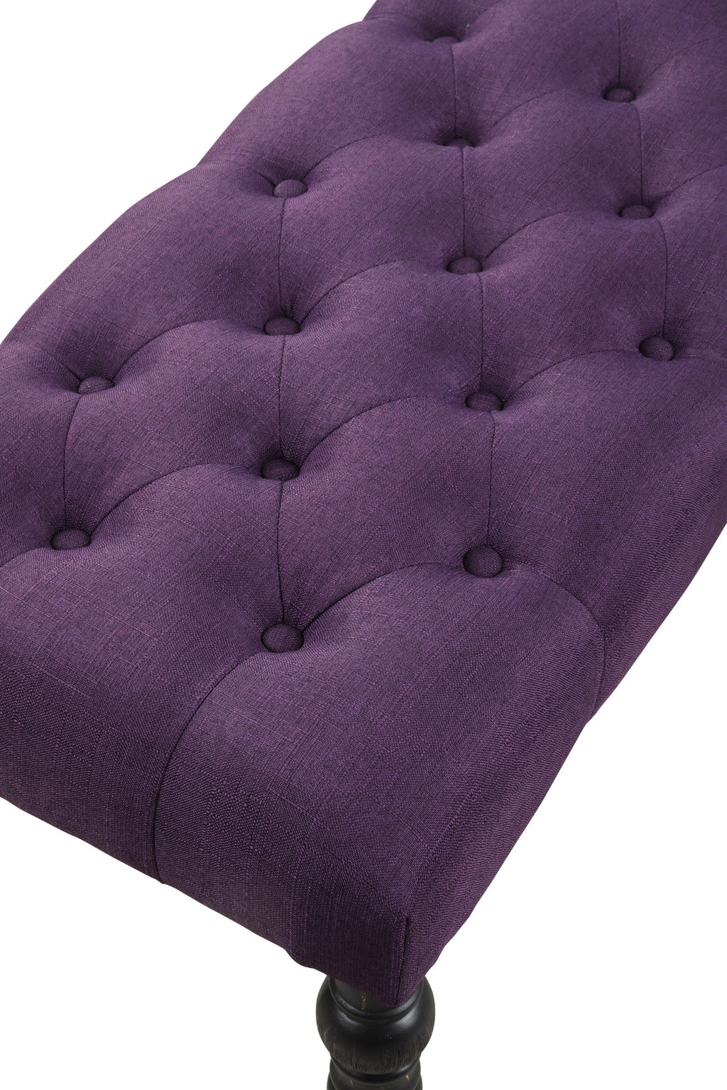 Leviton Fabric Tufted Turned Leg  Dining Bench, Purple - Grand Goldman Shop