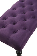 Leviton Fabric Tufted Turned Leg  Dining Bench, Purple - Grand Goldman Shop
