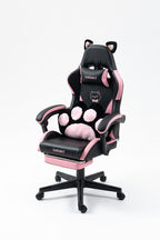 Cute Cat Gaming Chair with Paw Lumbar Cushion, PC Video Gamer Chair for Girl Teen Woman (Black) - Grand Goldman