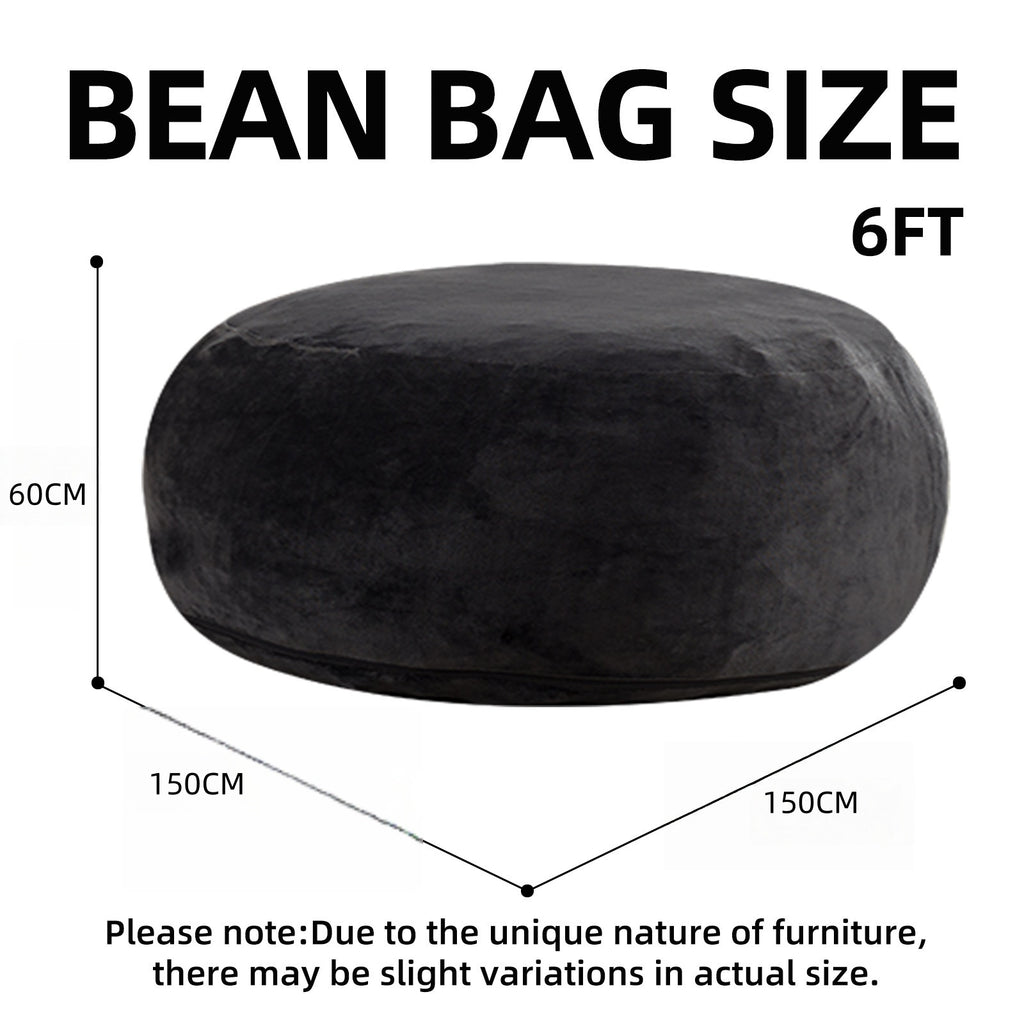 6FT bean bag chair, memory foam filling, adult and teen bean bag chair, soft sofa with removable flannel cover, round sofa for living room, bedroom, college dorm. - Grand Goldman Shop