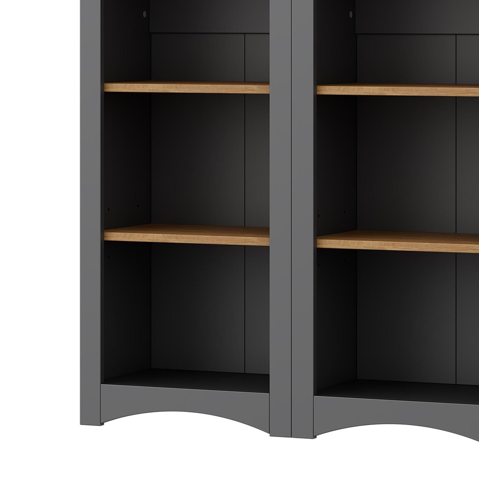 ON-TREND 3-Piece Farmhouse Entertainment Center with Storage Cabinet for TVs Up to 70', Mid-Century TV Stand with Bookshelf, Rustic Versatile Sideboard with Adjustable Shelves for Living Room, Grey - Grand Goldman Shop