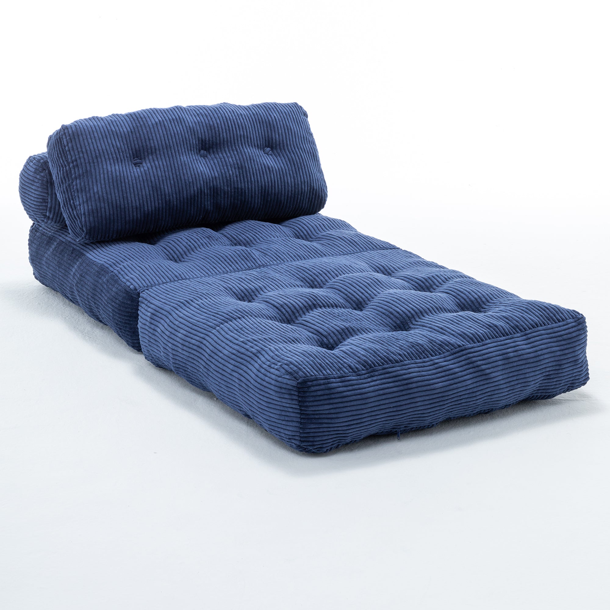 Folding Sofa Bed, Convertible Sleeper Chair with Pillow Foldable Mattress with Back Support, Portable Fold Out Chair Bed Comfy Floor Sofa Lounge for Living Room Bedroom, Dark Blue, Single - Grand Goldman Shop