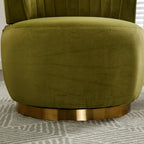Swivel Barrel Chair, Round Armchairs with Wide Upholstered, Fluffy Velvet Fabric, Olive, 25.20'' x 25.59'' x 26.38'' - Grand Goldman Shop