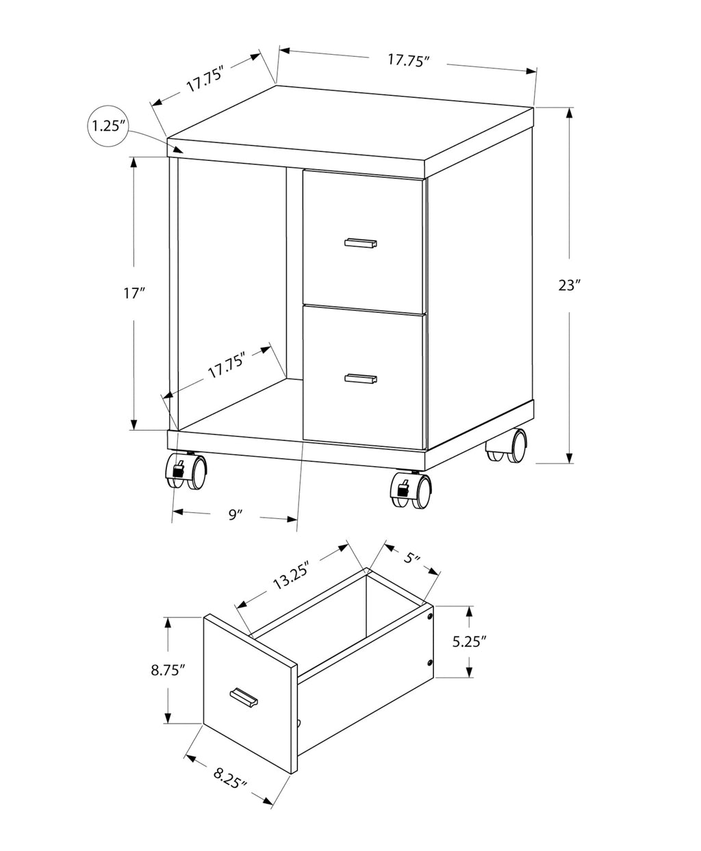 Office, File Cabinet, Printer Cart, Rolling File Cabinet, Mobile, Storage, Work, Brown Laminate, Contemporary, Modern | Premi
