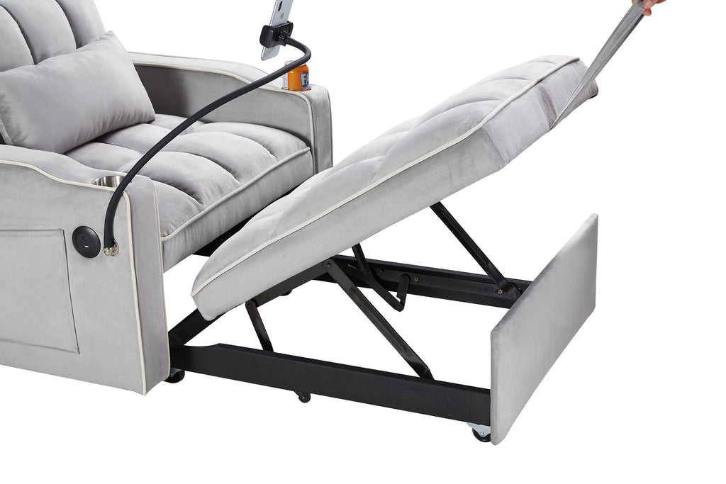 Convertible Sleeper Chair Sofa Bed Adjustable Pull Out Sleeper Chair Bed Multi-Pockets Folding Sofa Bed for Living Room Bedroom Small Space,3-in-1 Sofa Bed - Grand Goldman Shop
