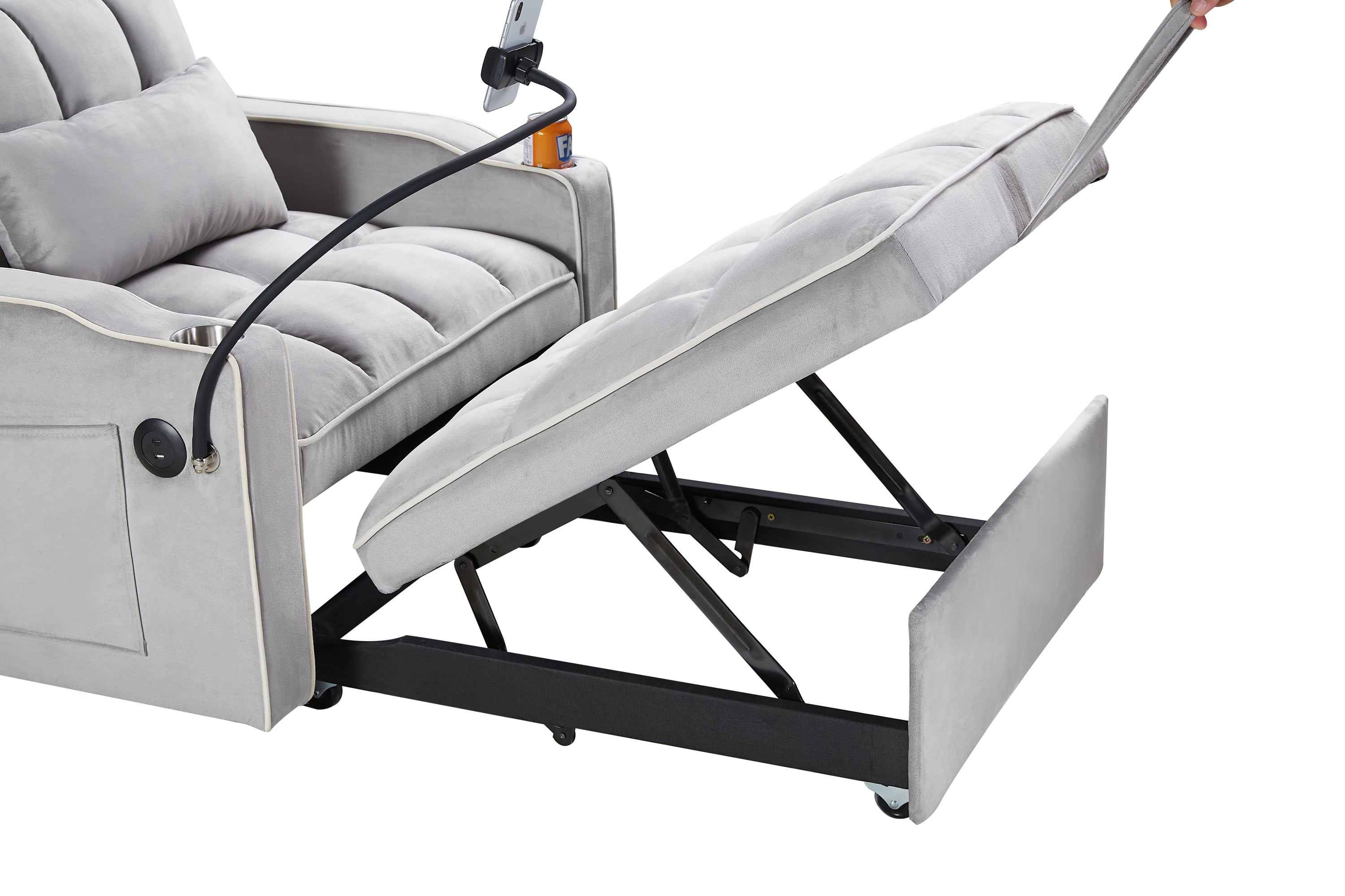Convertible Sleeper Chair Sofa Bed Adjustable Pull Out Sleeper Chair Bed Multi-Pockets Folding Sofa Bed for Living Room Bedroom Small Space,3-in-1 Sofa Bed - Grand Goldman Shop