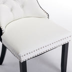 A&A Furniture,Nikki Collection Modern,High-end Tufted Solid Wood Contemporary PU and Velvet Upholstered Dining Chair with Wood Legs Nailhead Trim  2 Pcs Set,White+Black, SW2101WB - Grand Goldman Shop