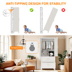 71' Tall Metal Wardrobe Cabinet with 2 Drawers and Hanging Rod, 2 Doors Wardrobe Closet with Shelf for Bedroom, Office, Laundry Room,Entryway ,Foyer,Guesthouse (White) - Grand Goldman Shop