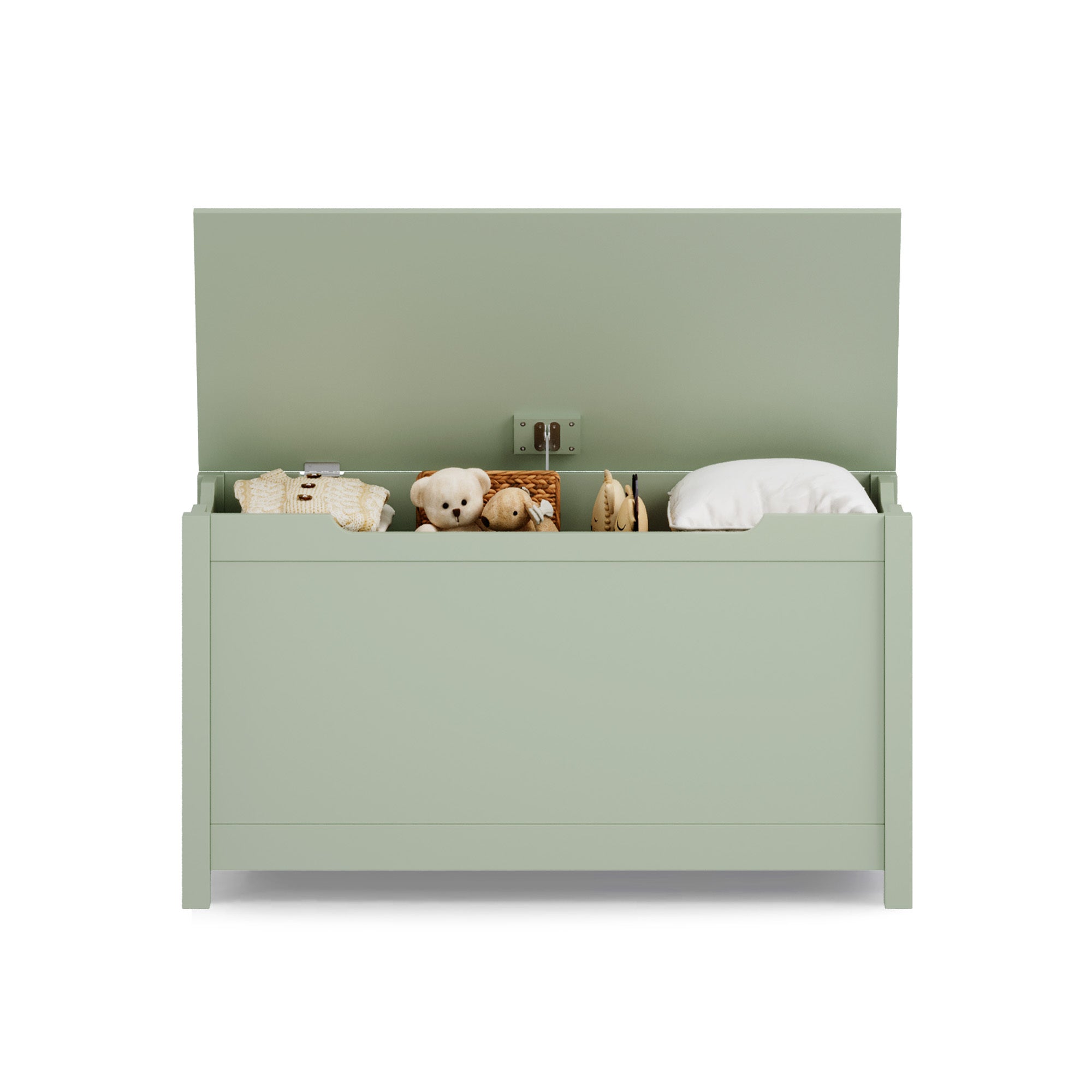 Kids Wooden Toy Box Storage with Safety Hinged Lid for Ages 2+ (Sage) | Premium Home Decor - Grand Goldman